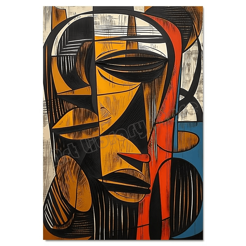 African Abstract Wall Art – Framed Canvas - Roman Decor