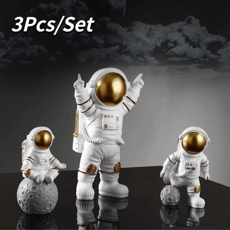 3Pcs Astronaut Figurine Set – Space-Themed Resin Decor for Desktop - Roman Decor