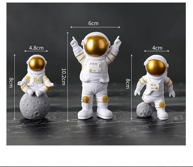 3Pcs Astronaut Figurine Set – Space-Themed Resin Decor for Desktop - Roman Decor