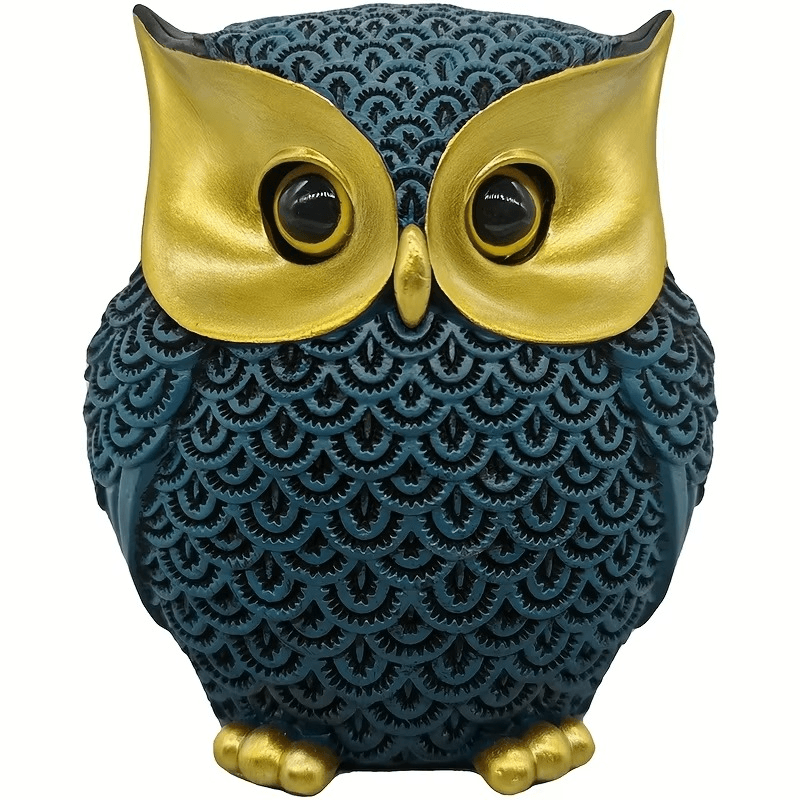 Resin Owl Figurine – Modern Compact Animal Statue for Table - Roman Decor