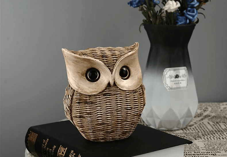 Resin Owl Figurine – Modern Compact Statue for Table - Roman Decor