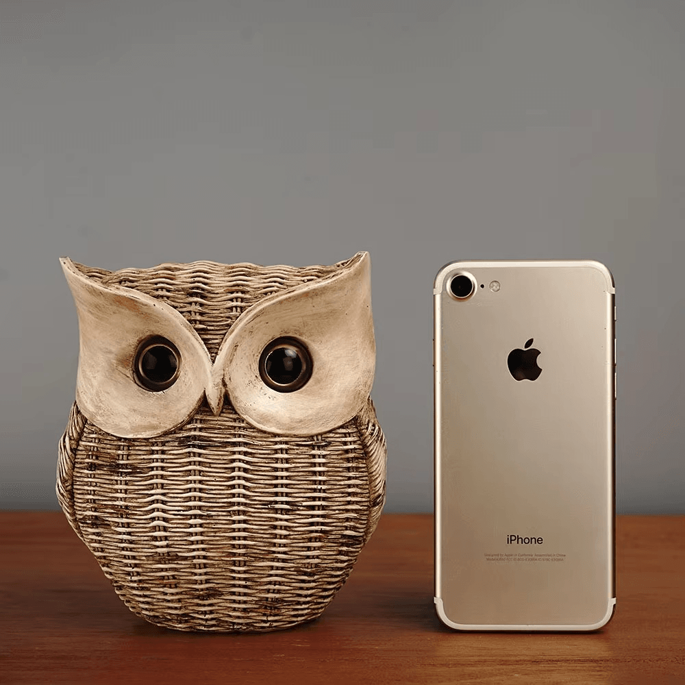 Resin Owl Figurine – Modern Compact Statue for Table - Roman Decor