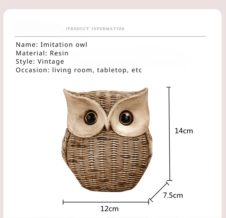 Resin Owl Figurine – Modern Compact Statue for Table - Roman Decor