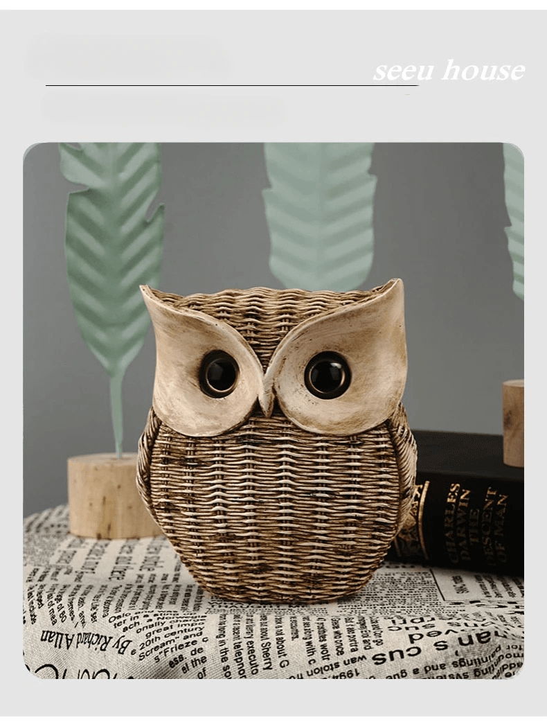 Resin Owl Figurine – Modern Compact Statue for Table - Roman Decor