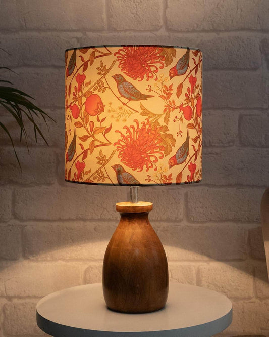 Table Lamp – Wooden Base with Bird Design | Handcrafted - Roman Decor
