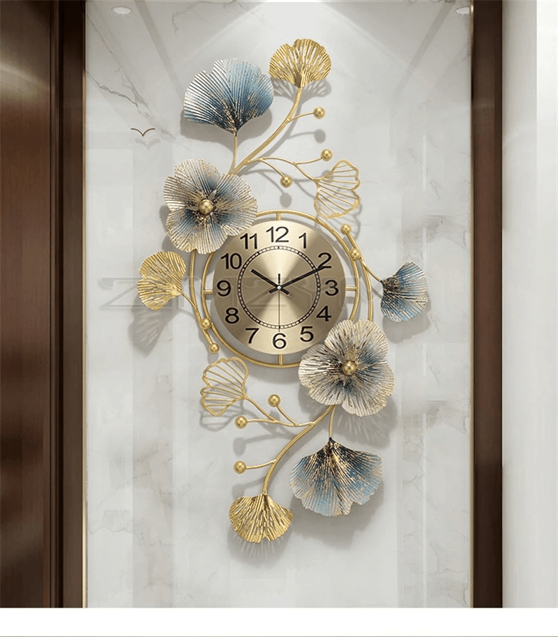 Elegant Gold Wall Clock – 70cm Silent Metal Wall Decor - Roman Decor