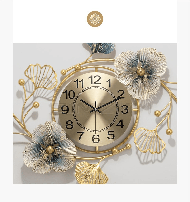 Elegant Gold Wall Clock – 70cm Silent Metal Wall Decor - Roman Decor