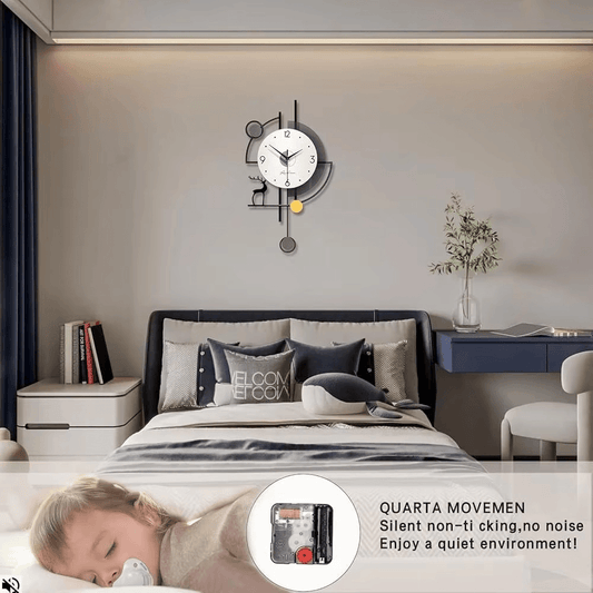 Modern Silent Pendulum Wall Clock - Roman Decor