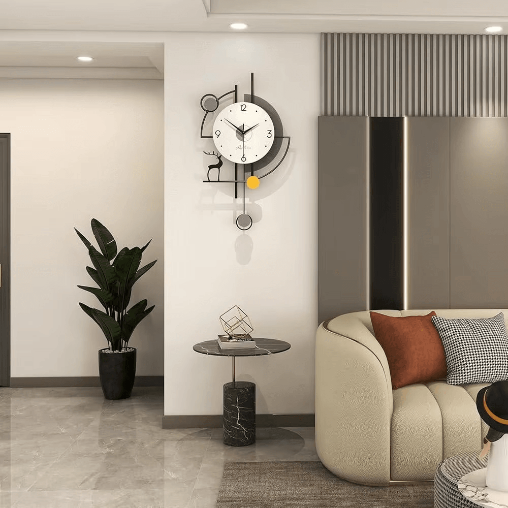 Modern Silent Pendulum Wall Clock - Roman Decor