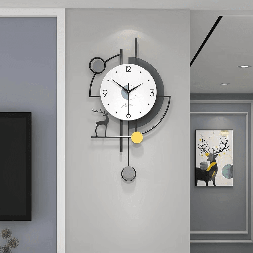 Modern Silent Pendulum Wall Clock - Roman Decor