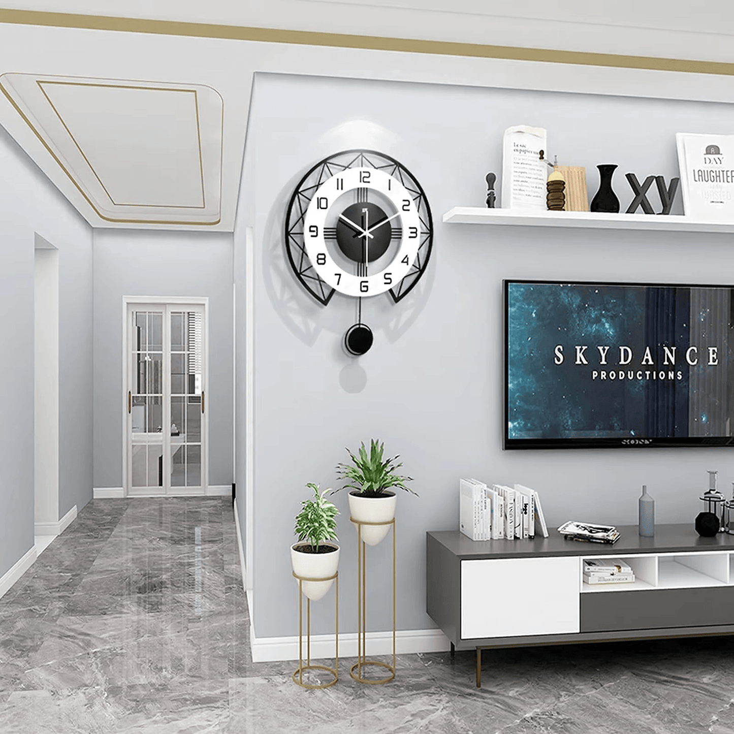 Modern Silent Large Wall Clock - Roman Decor