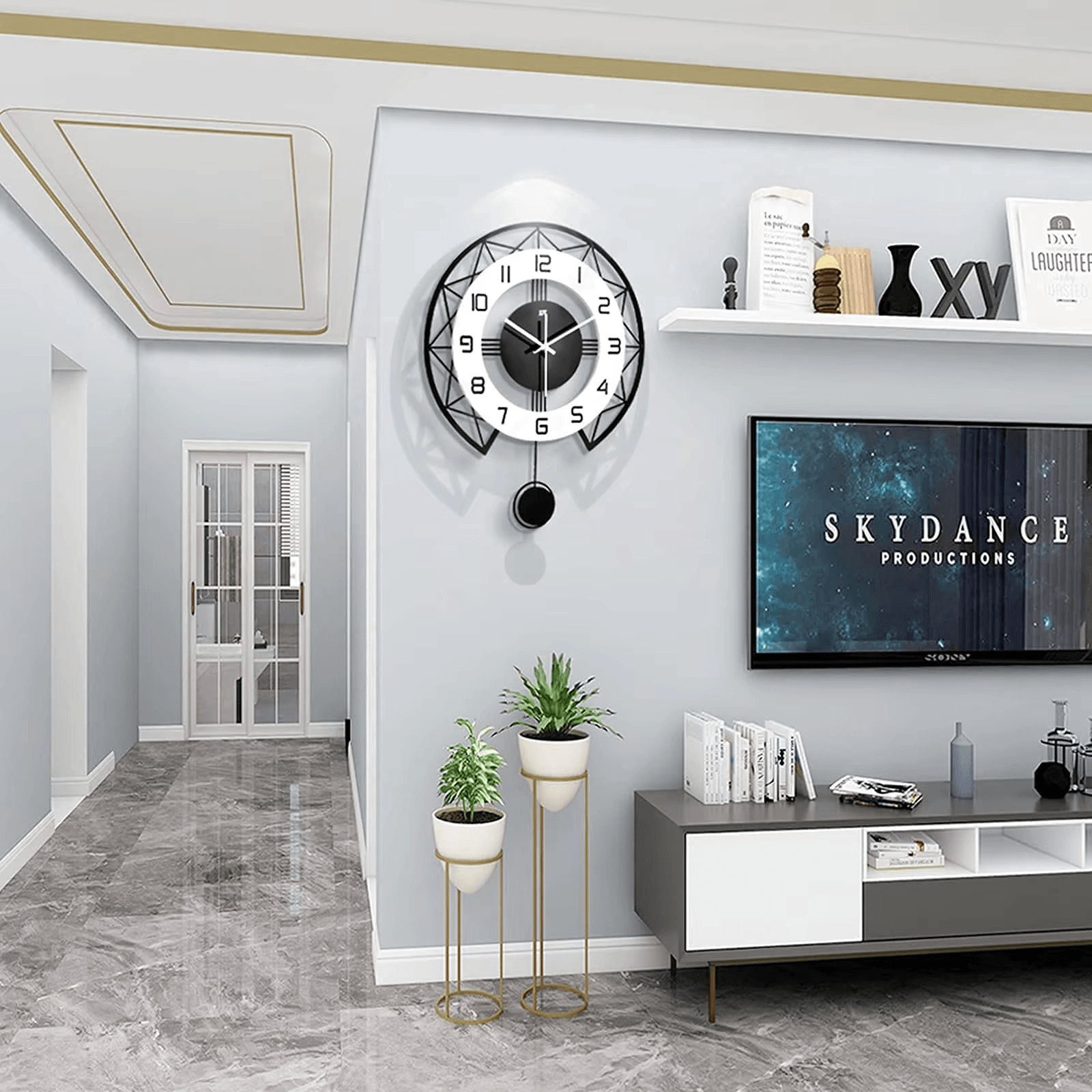 Modern Silent Large Wall Clock - Roman Decor