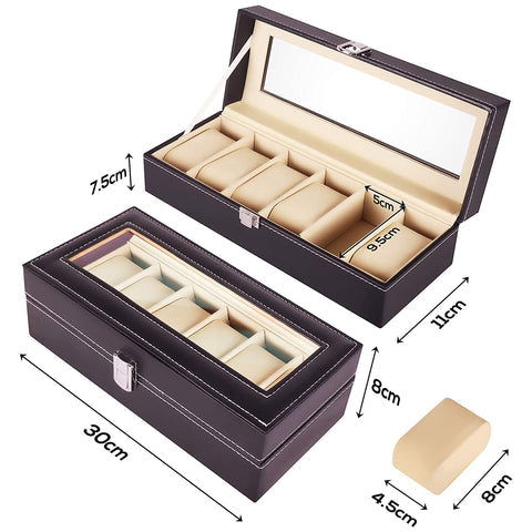 Stylish watch box organizer by ROMANDECOR.IN with multiple compartments and clear top display